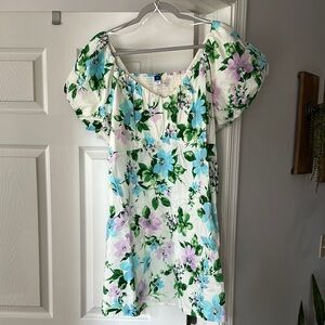 Old Navy Green and Blue Puff Sleeve Sundress